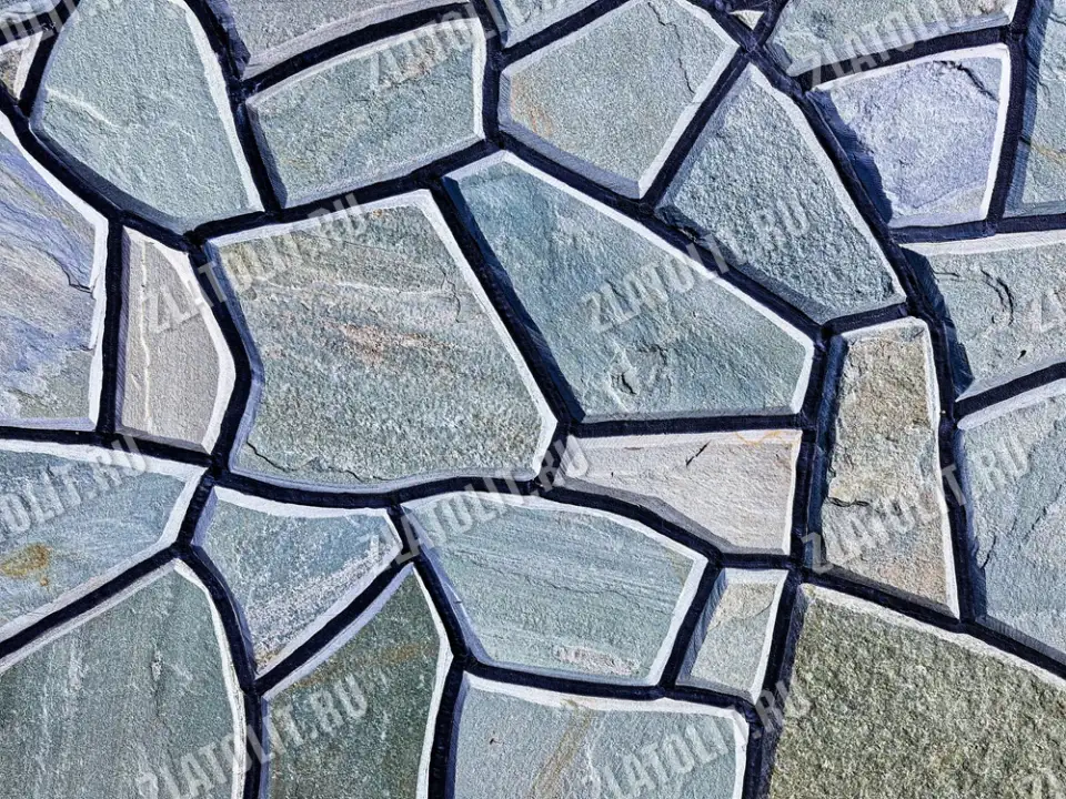 купить серо-зелёный плитняк златолит для мощения и облицовки в наличии от производителя